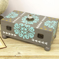 Global style stenciled keepsake box